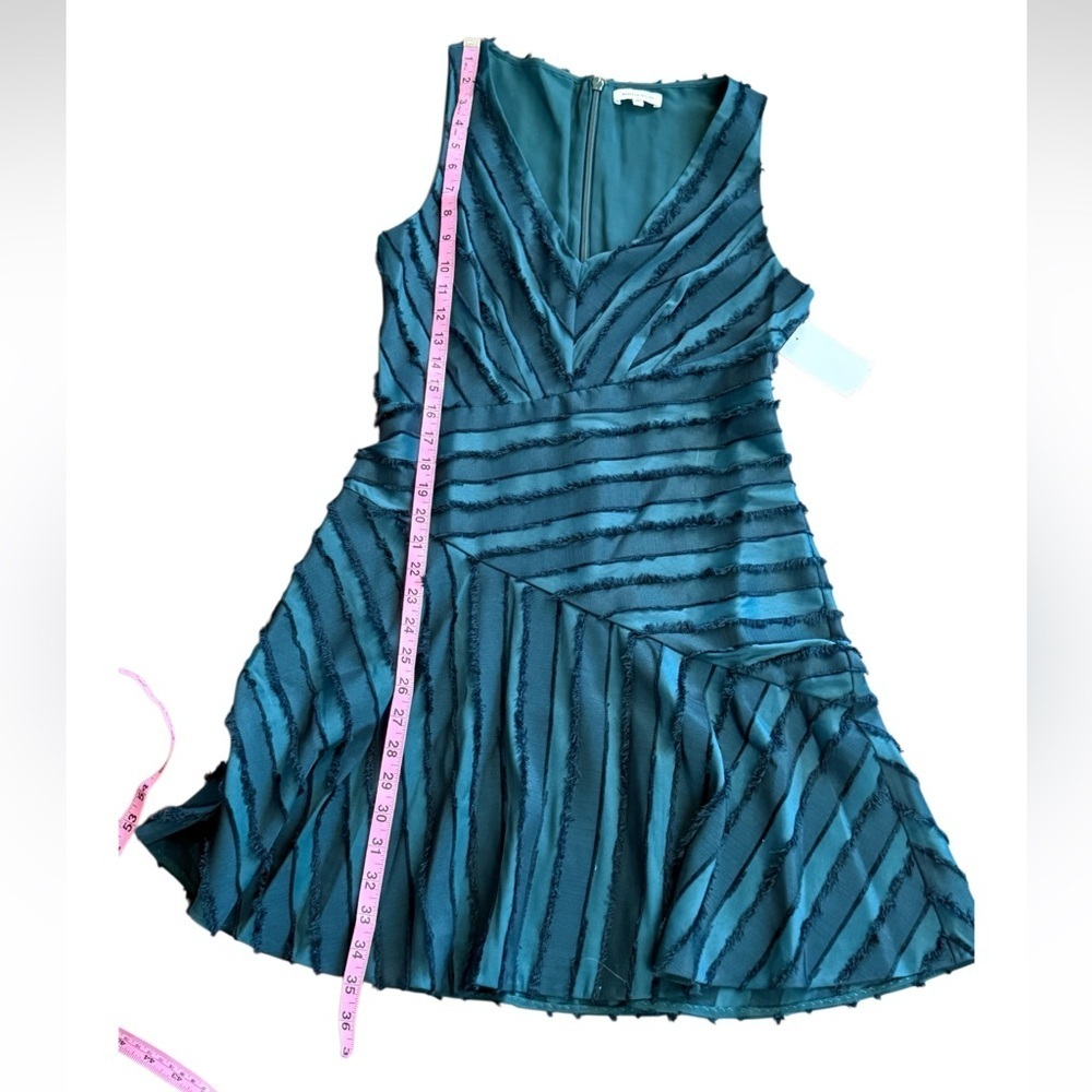 Rebecca Taylor Forest Green Eyelash Striped Skater Skirt Mini Dress-Size 4 NWT - Picture 9 of 15